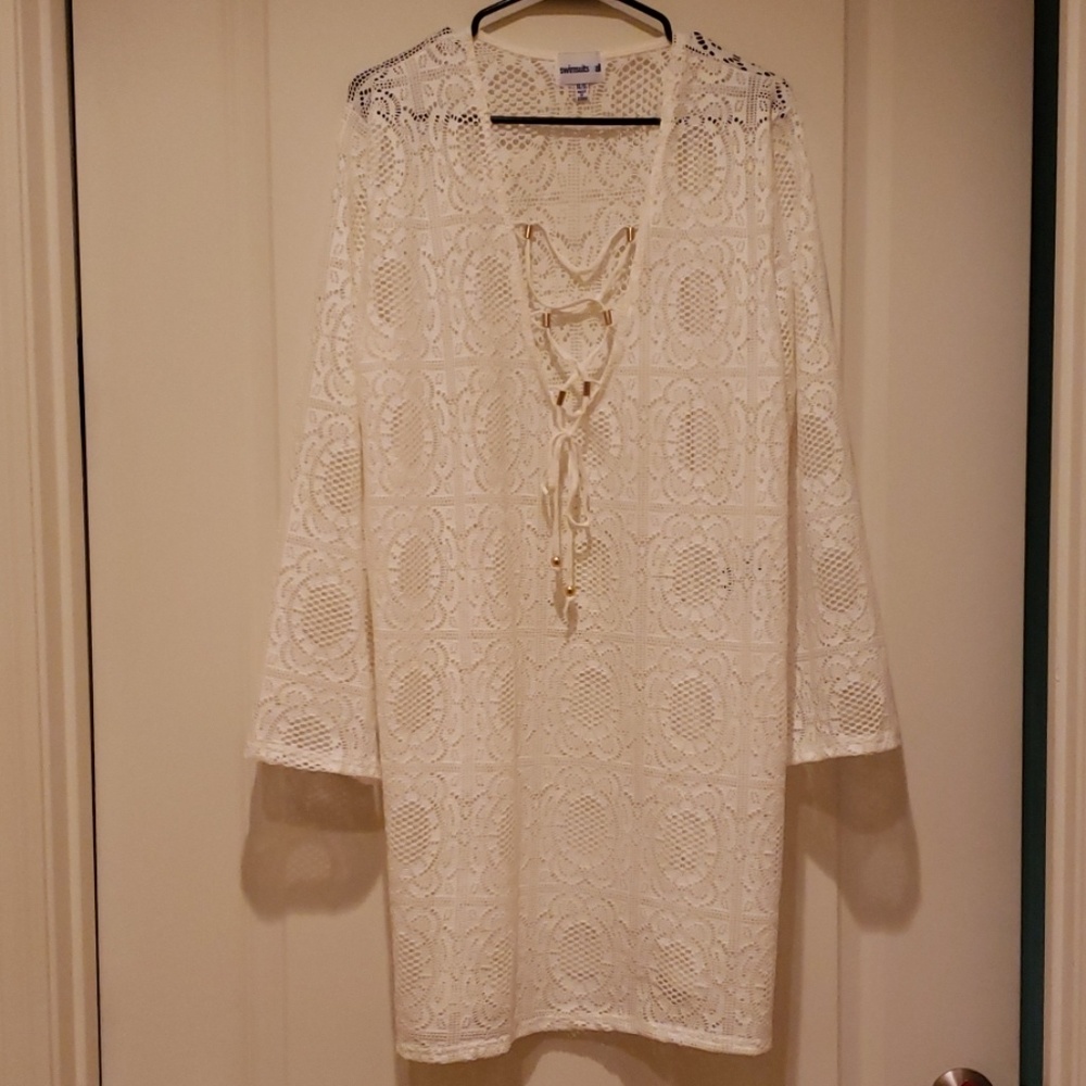 White Lace swim coverup tunic